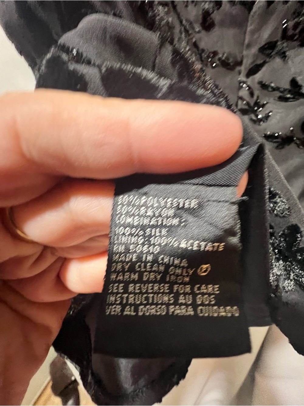 Vintage Kasper ASL Black Velvet Floral Silk Blend Top Size 12 - Picture 6 of 6